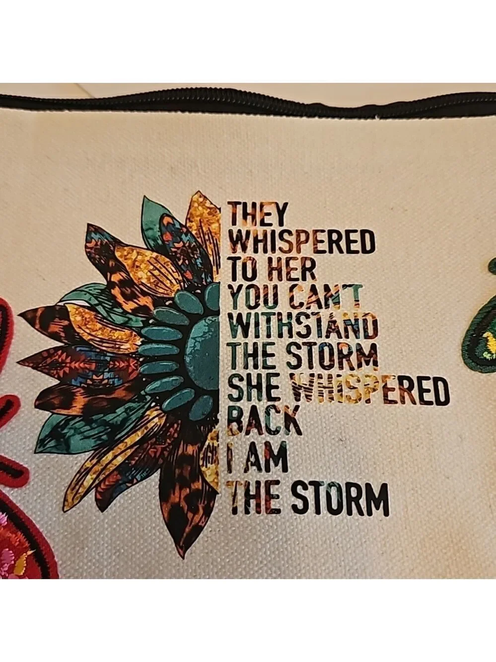 Hand Crafted Canvas Cosmetic Bag Pencil Case Embroidery